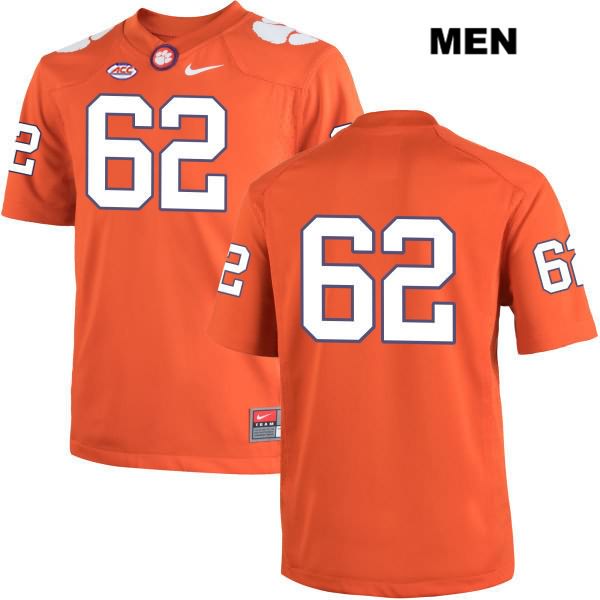 Men's Clemson Tigers #62 David Estes Stitched Orange Authentic Nike No Name NCAA College Football Jersey DUW1646RO